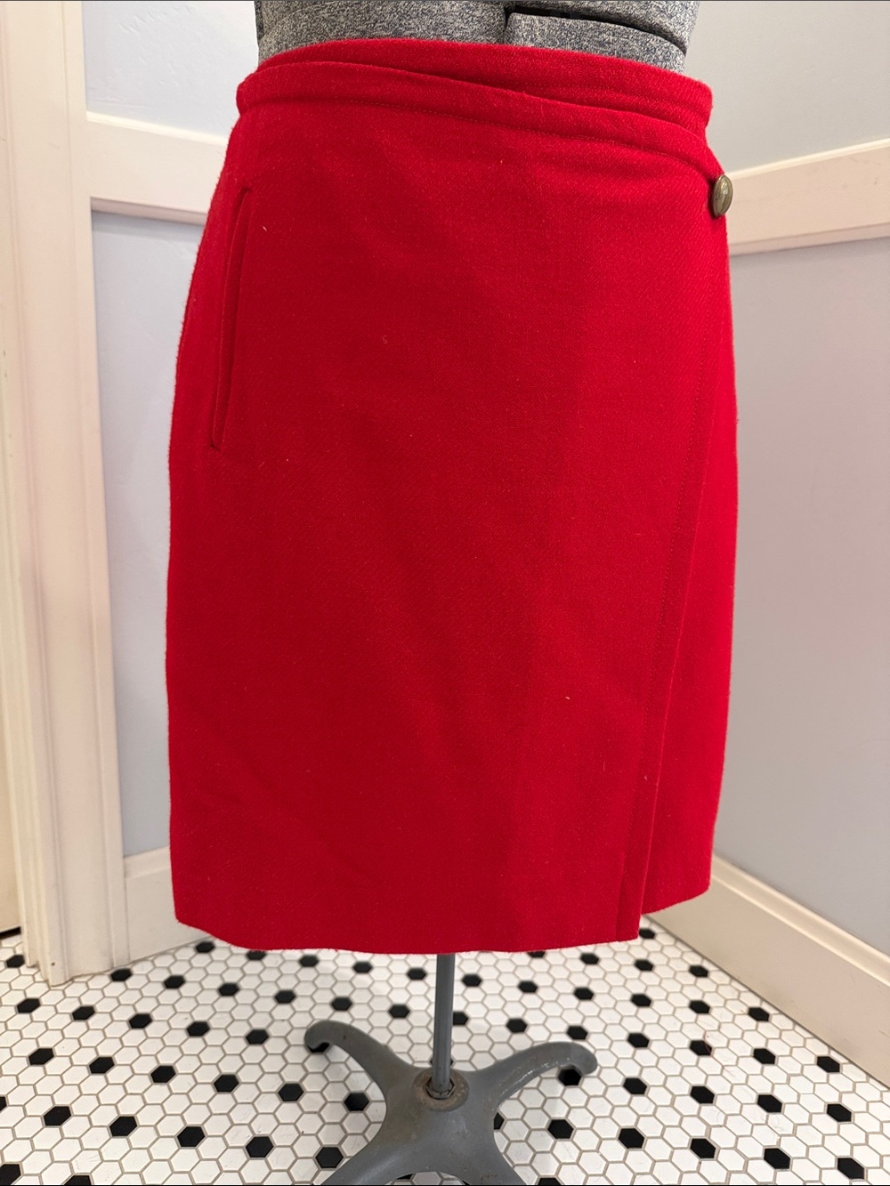 Talbots Crimson Wrap-Front Pencil Skirt with Side Button